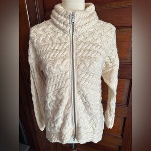 Classic Irish Wool Sweater Zip Front Sz S
